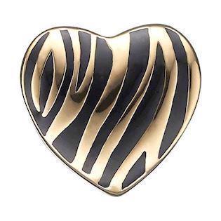 UrogSmykker.dk har Model 623-G113, hjerte med sorte og forgyldte zebrastriber